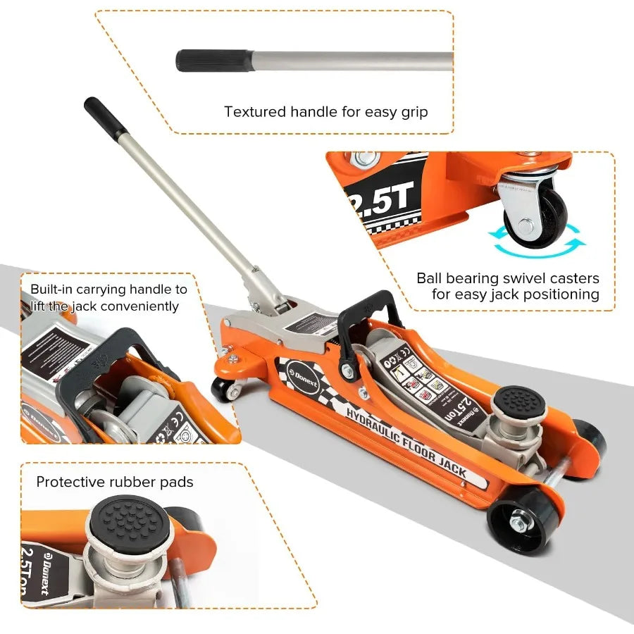 Heavy Duty Floor Jack With Steel Construction For Automotive