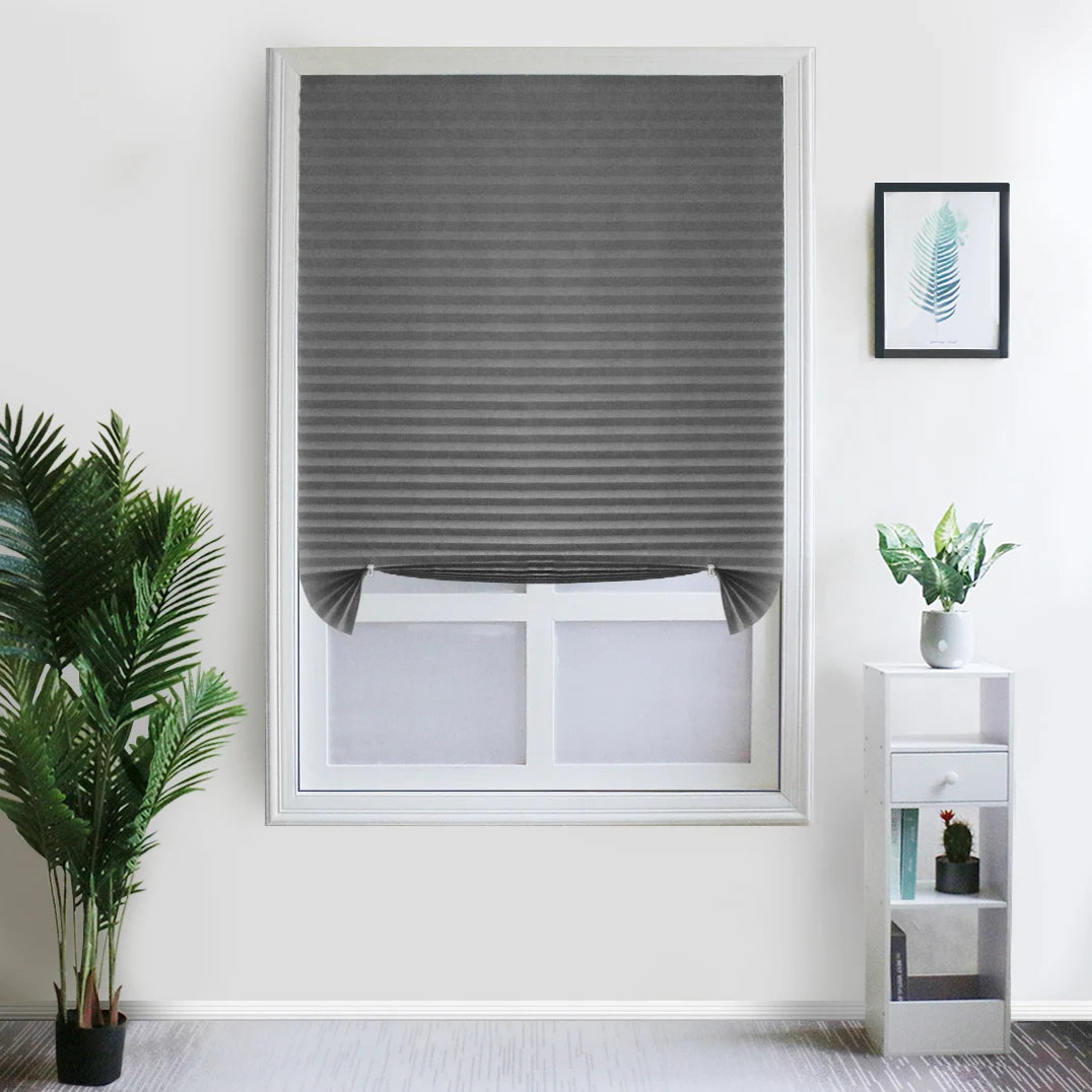 Cordless Pleated Fabric Window Blind For Room Darkening