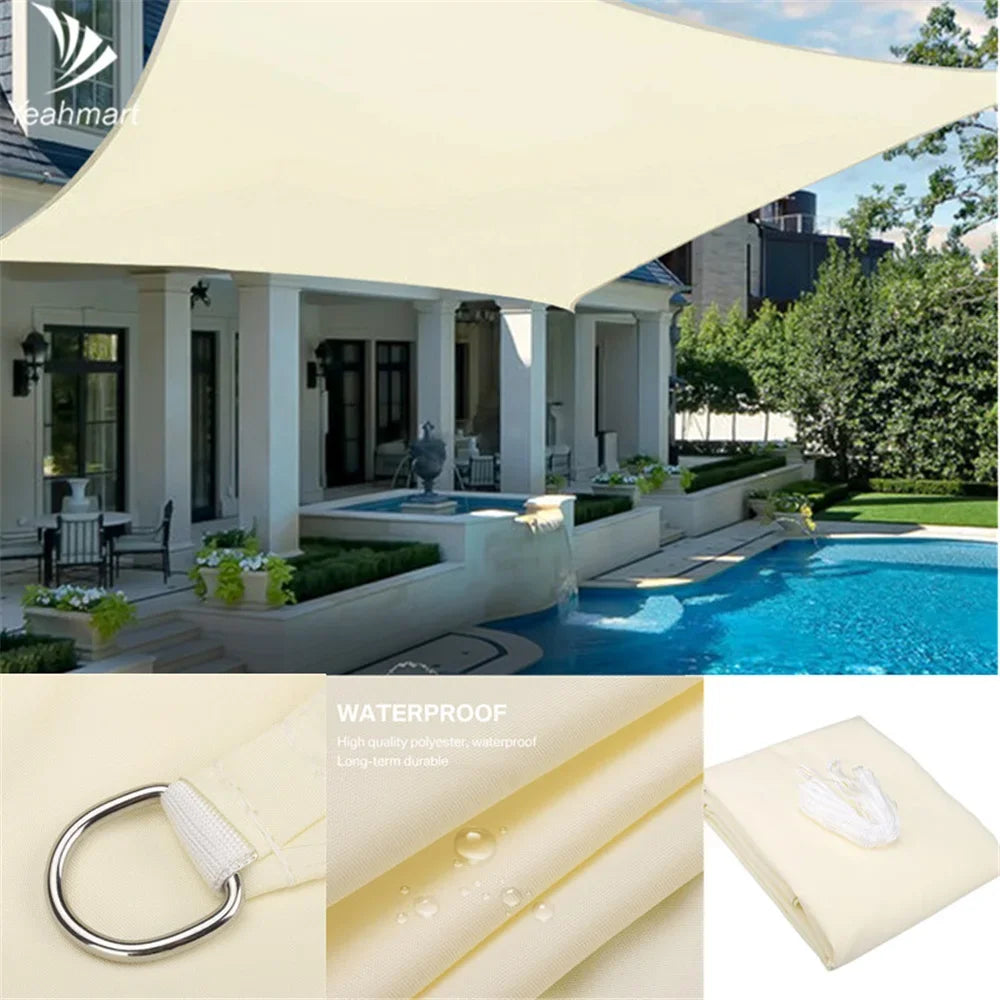 5x4M/4x6M Waterproof Large Sun Shelter Sunshade Protection Outdoor Canopy Garden Patio Pool Shade Sail Awning Camping Shade Net