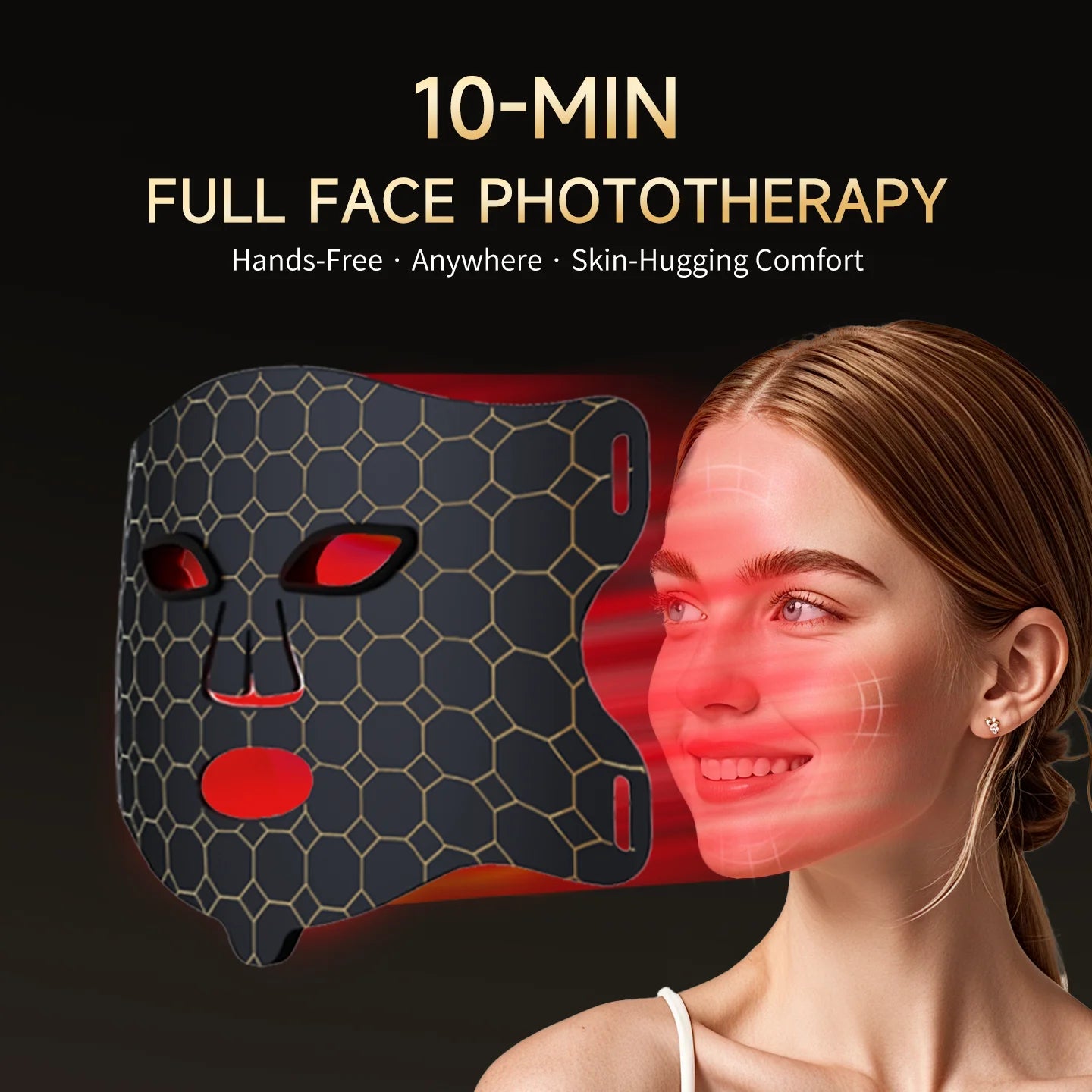 Hello Face New Silicone LED Red and Infrared Light Therapy Face Mask Vibrating Treatment Mask