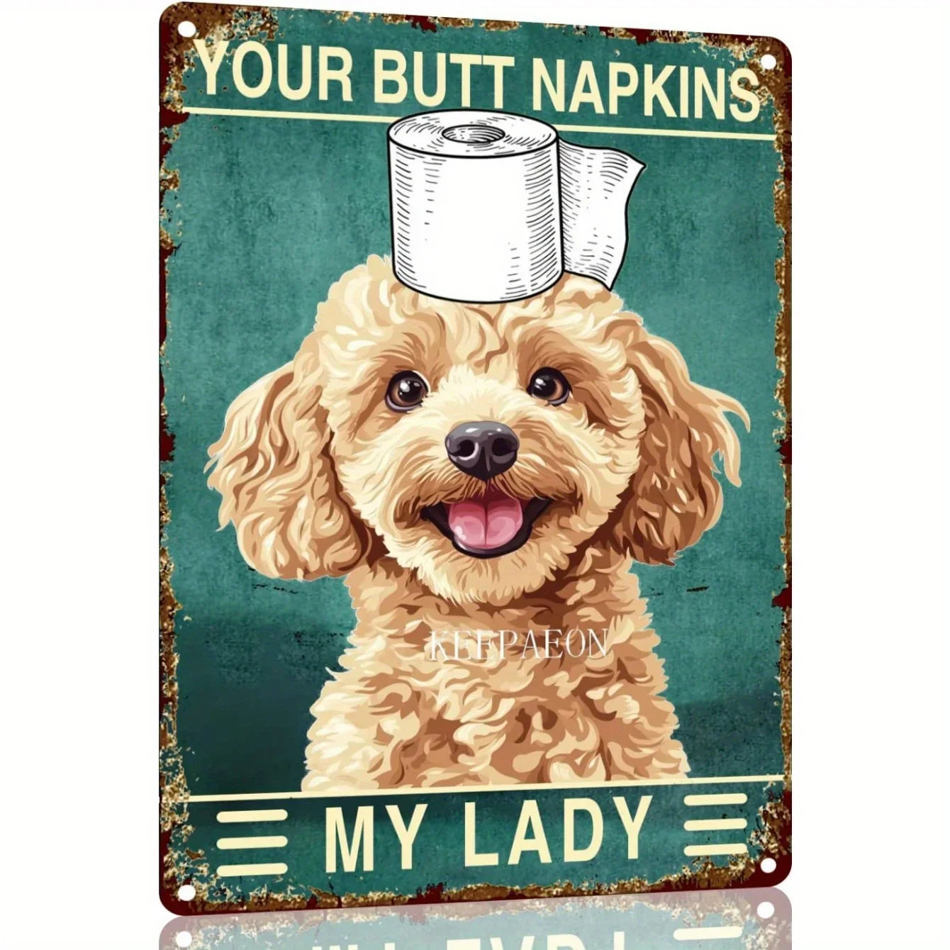 YangNa Poodle Metal Sign 12x8 Inch - Funny Bathroom Decor for Women, Bat Wall Art, Toilet Paper Decor, Aluminum Sign