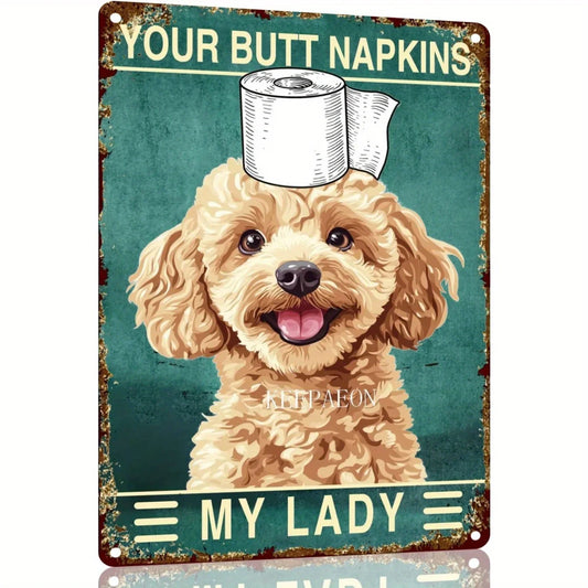 YangNa Poodle Metal Sign 12x8 Inch - Funny Bathroom Decor for Women, Bat Wall Art, Toilet Paper Decor, Aluminum Sign
