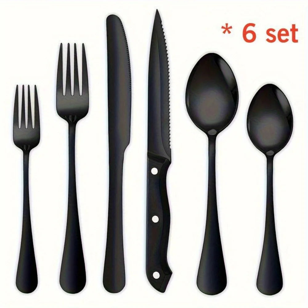 Stainless Steel Flatware Set With Steak Knives Food Grade