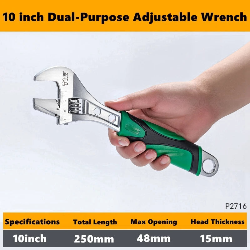 8/10/12 inch Adjustable Wrench Multi-function Universal Spanner Wrenches Set for Greater Leverage Locking Car Maintenance Tool