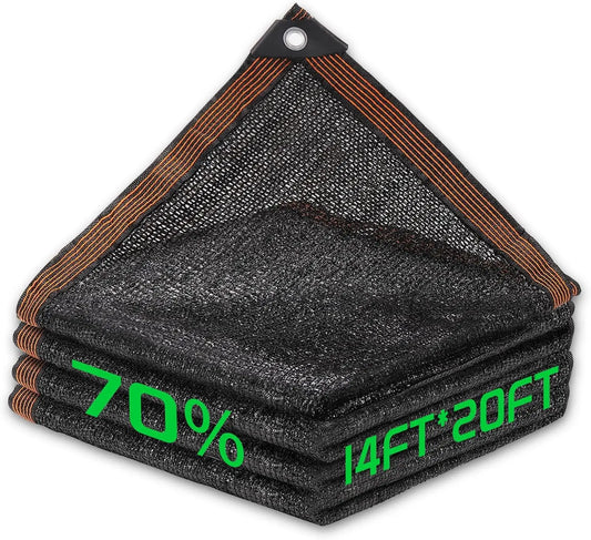 70% Shade Cloth, 14FTx20FT HDPE Mesh Tarp with Reinforced Grommets, Outdoor Sun Shade Net for Greenhouse, Plants, Garden, Per