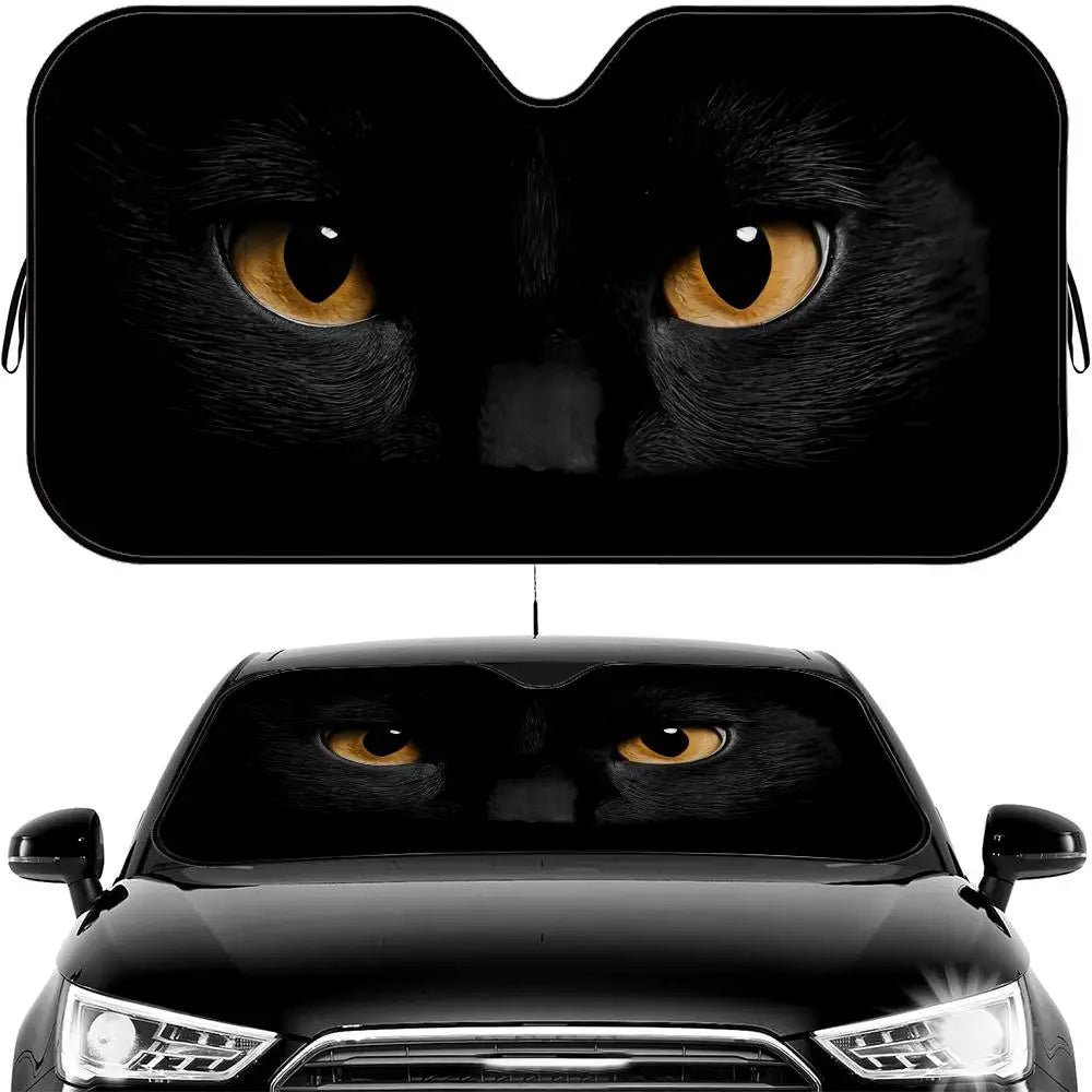 Black Cat Eye Sun Visor Car Windshield Sun Shade UV Protection Heat Insulation Cover Universal  Sun Protector