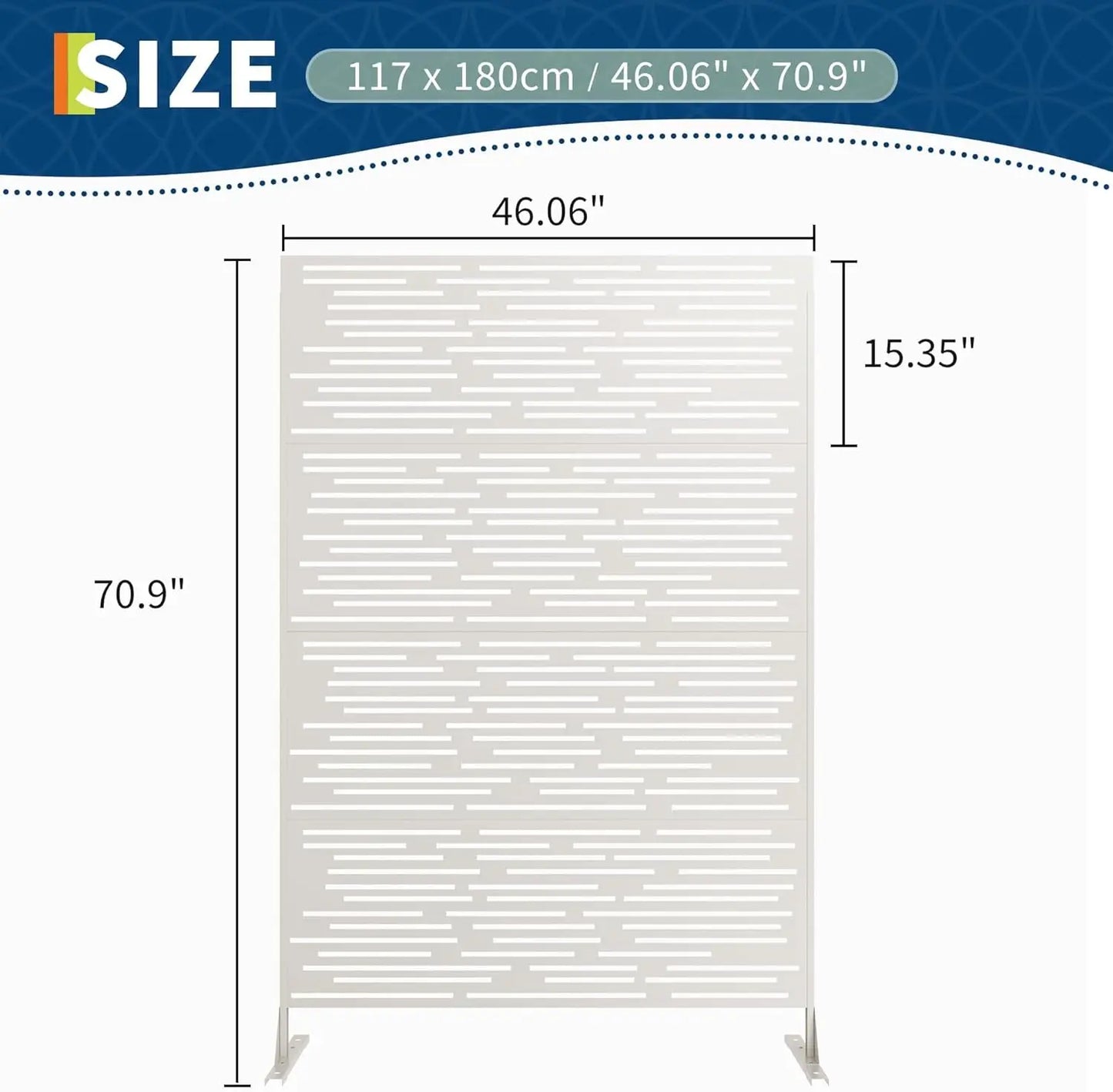 Decorative Wrought Privacy Screen – Easy Snap-Together Room Divider for Indoor/Outdoor Use, Breathable Wind-Resistant Partition