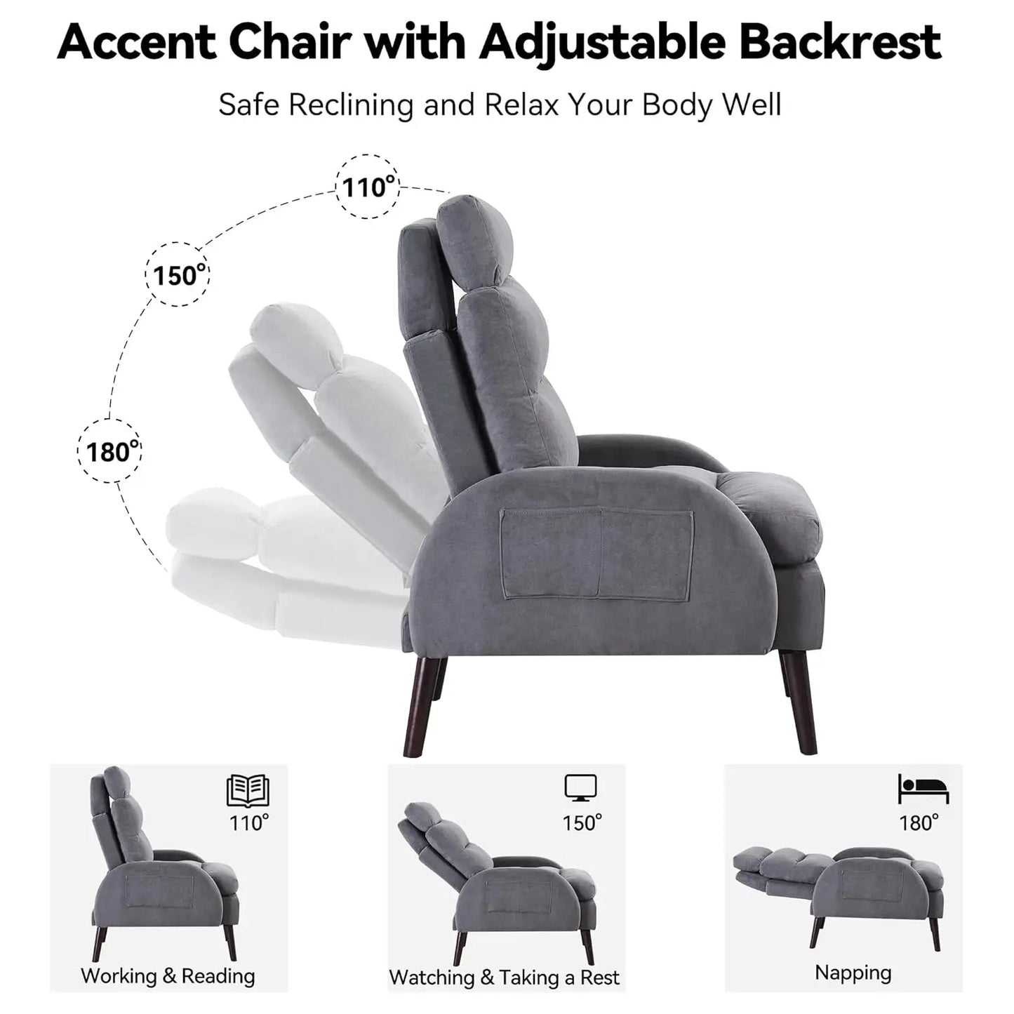 Accent Chair with Ottoman, Comfy Reading Chair and Ottoman Set, Modern Oversized Velvet Lounge Armchair with, Customized