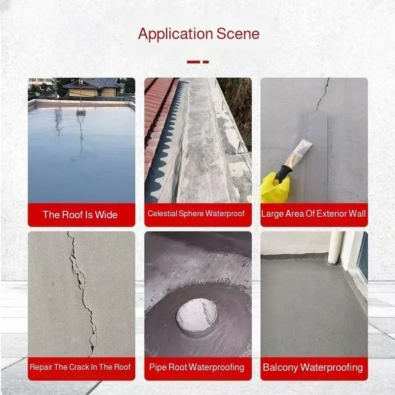 Waterproof Adhesive Leak Repair Concrete Crack Filler - Quick Setting High Strength Sealant for Roof Wall Floor Pool Leakage Fix