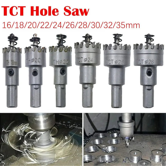 16~35mm TCT Hole Saw High Hardness Silver Hard Alloy Drill Bit Hole Opener Stainless Steel