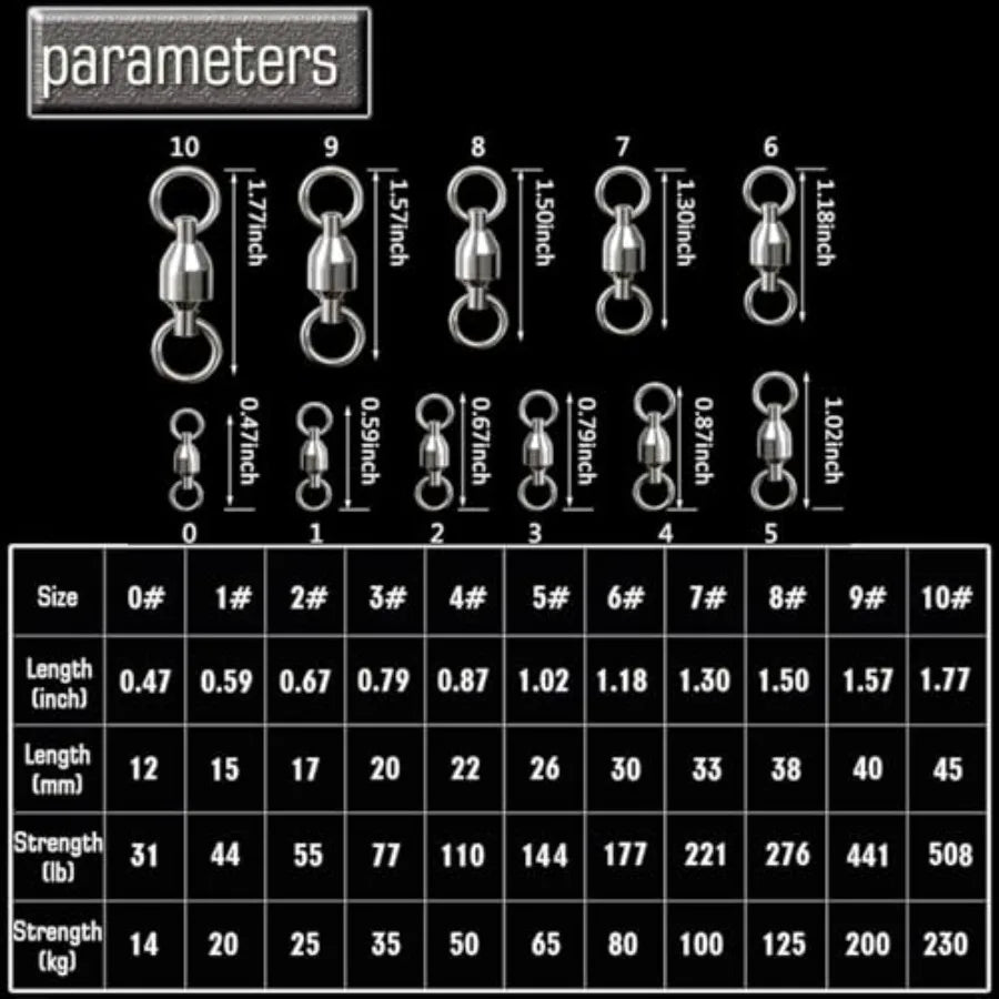 Ball Bearing Swivels Connector High Strength Stainless Steel Solid Welded Rings Barrel Swivels Saltwater Freshwater Fishing