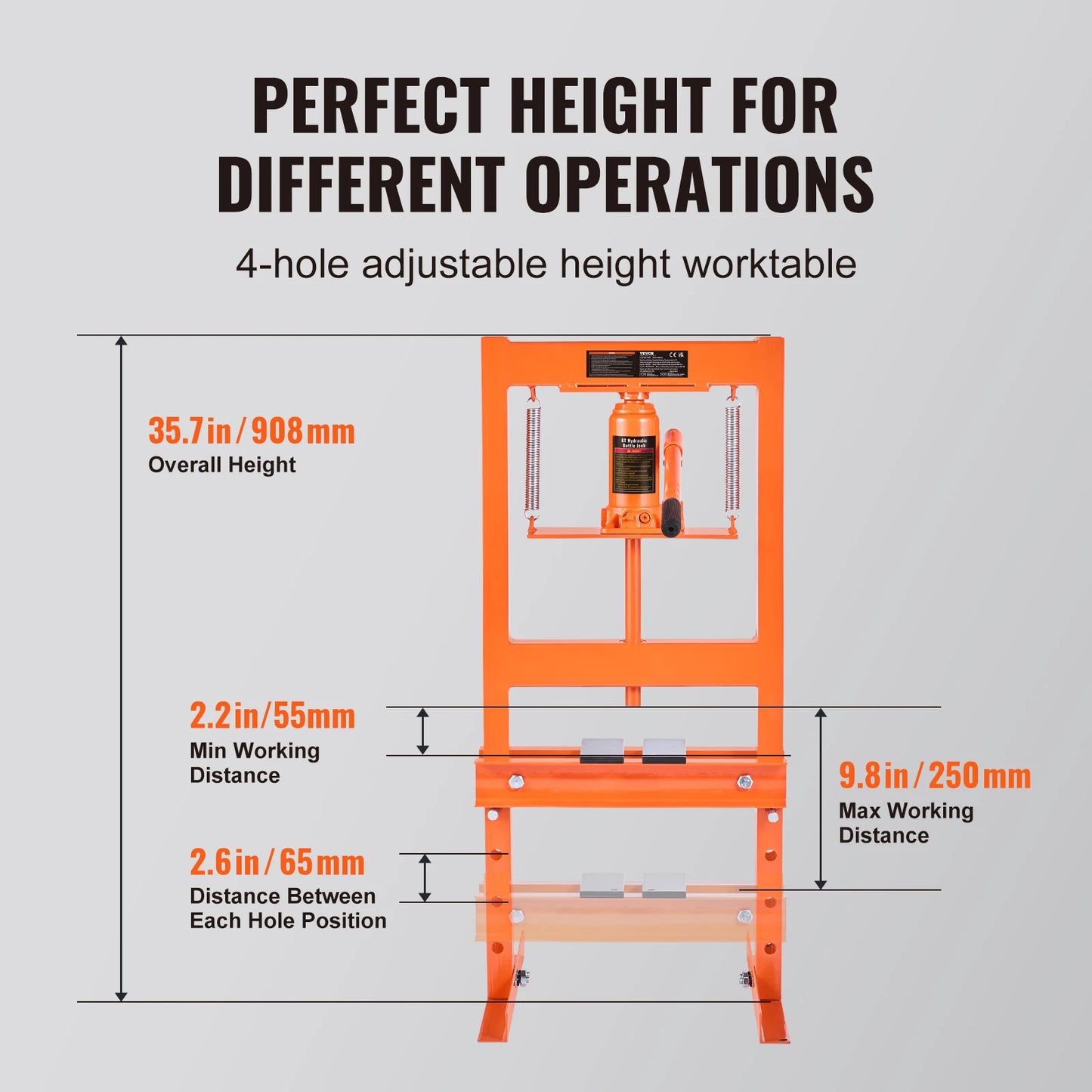 SucceBuy Hydraulic Shop Press 6T H-Frame Hydraulic Garage/Shop Floor Press Shop Press with Press Plates for Garage Shop Workshop