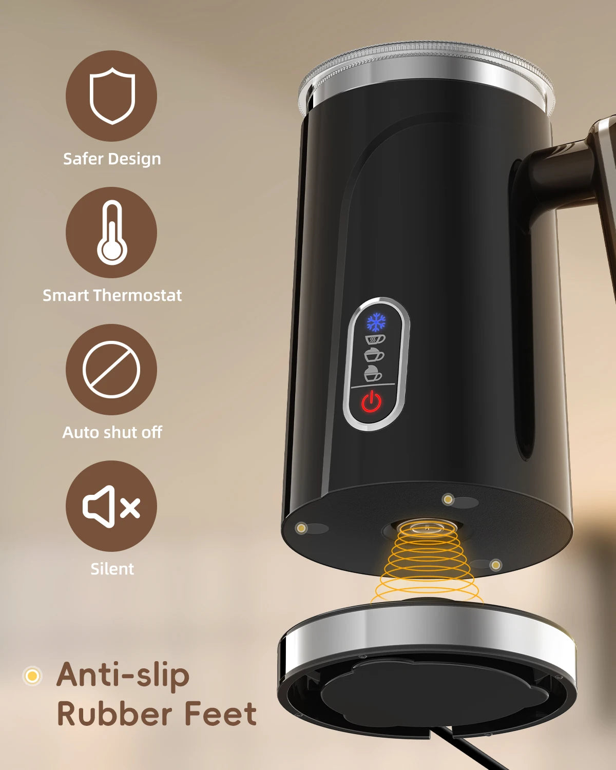 BioloMix,4 in 1 Automatic Hot and Cold Milk Frother Warmer for Latte, Foam Maker, Hot Chocolates, Cappuccino