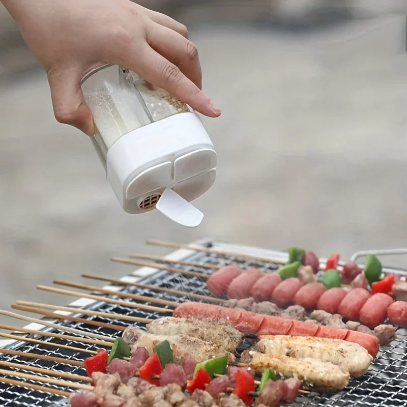 4in1 Camping Spice Shaker Multifunctional Spice Pot with Lid 4 Compartments for Outdoor BBQ Cooking Salt Pepper Storage Box