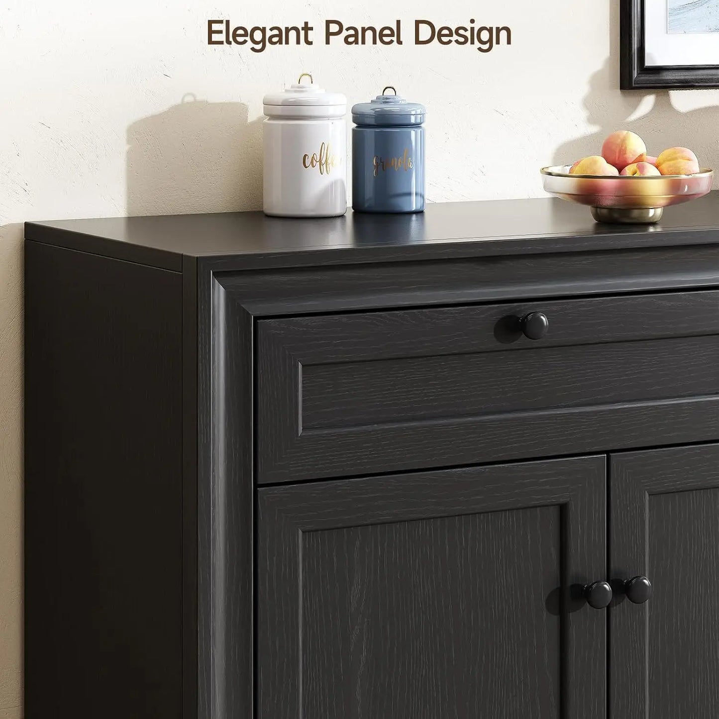 48" Sideboard Storage Cabinet with 2 Drawers + 3 Doors | Wood Coffee Bar Cabinet, Buffet Table Adjustable Shelves Farmhouse Style for Home Kitchen Living Room