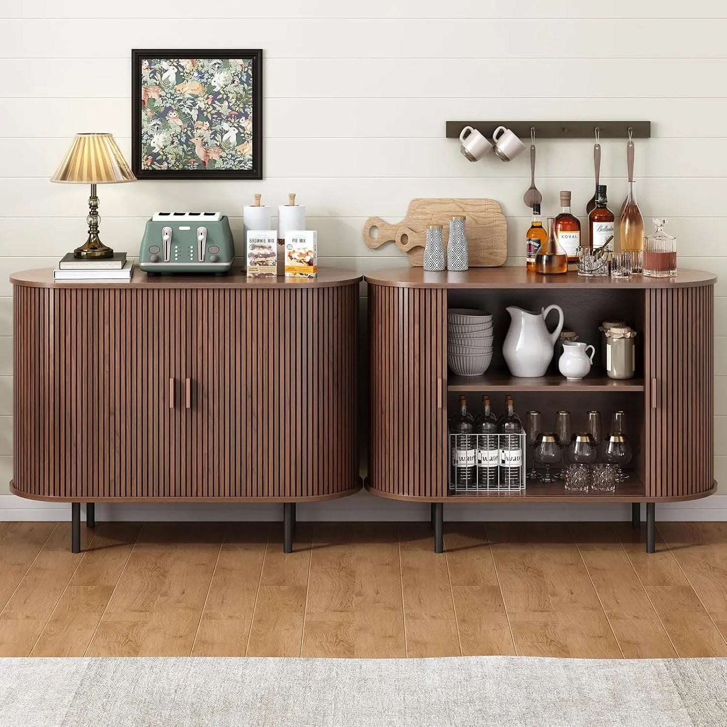 40" Modern Sideboard Buffet Cabinet with Storage - Sliding Door & Adjustable Shelves, Coffee Bar Console for Kitchen/Entryway