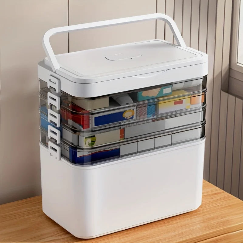 Large Capacity Multi-Layer Medicine Organizer and Usage Guide - Durable Waterproof Pill Box with Pill Storage Compartment, Suitable for Home and Travel Storage, Can Be Placed under the Bed, Easy to Carry, Ideal for Outdoor Tr