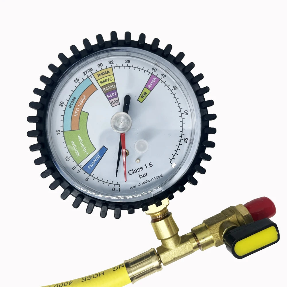 Nitrogen Pressure Gauge Tester for Air Conditioning, Refrigerant, Car HVAC System(R134a, R22, R407C, R410A, R404A, R507, R32)