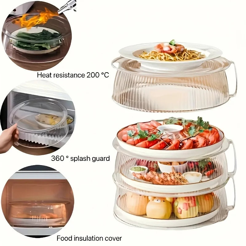 Multifunctional Microwave Splash Guard - Heat Resistant 200 °   C, 360 °  Splash-Proof, Stacking Design, Food Insulation Cover