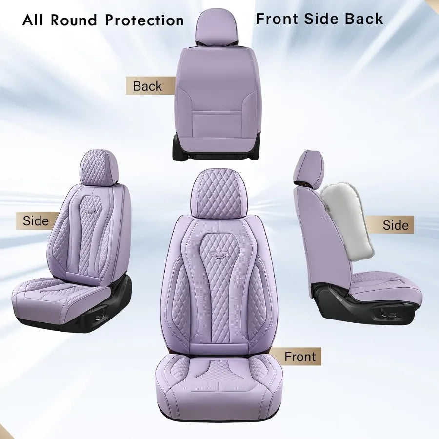 Luxury Auto Seat Covers for Front Seats with Purple Design Universal Fit Leatherette Car Seat Protector for Most Cars HighQuali