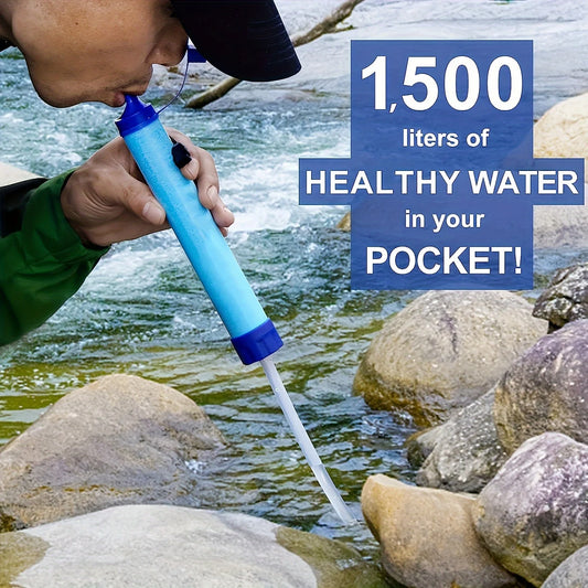 1pcs Outdoor Water Filter, Personal Straw Water Filtration System, Emergency Survival Water Purifier For Camping Hiking Climbing