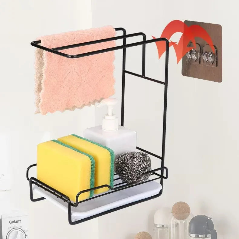 Punch Free Wall Mounted Kitchen Rack Towels And Rags