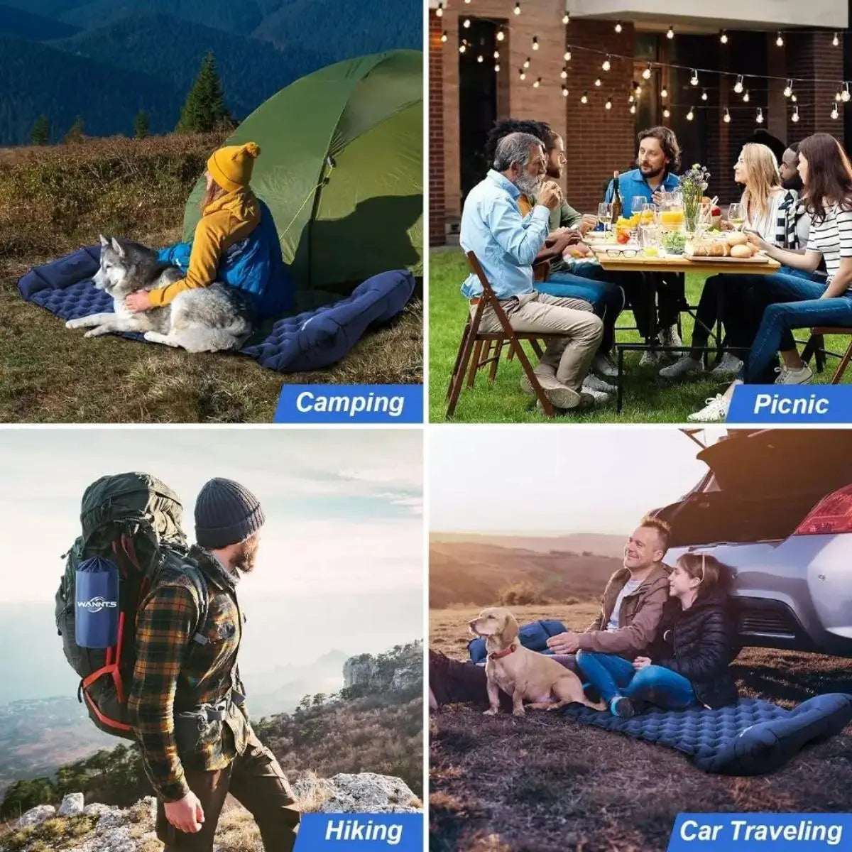 Outdoor camping sleeping mat, ultra-lightweight and portable, foldable inflatable mattress