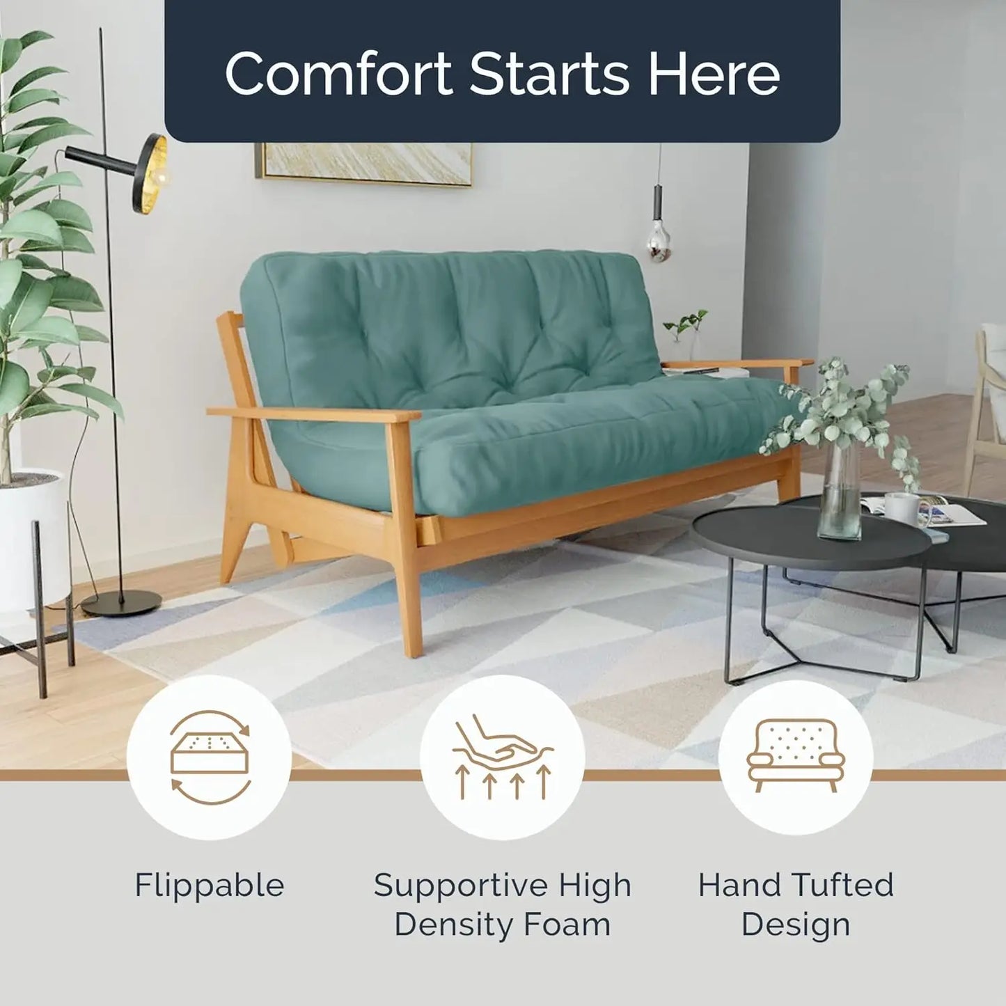 USA Made Futon Mattress Foam Bed For Living Spaces