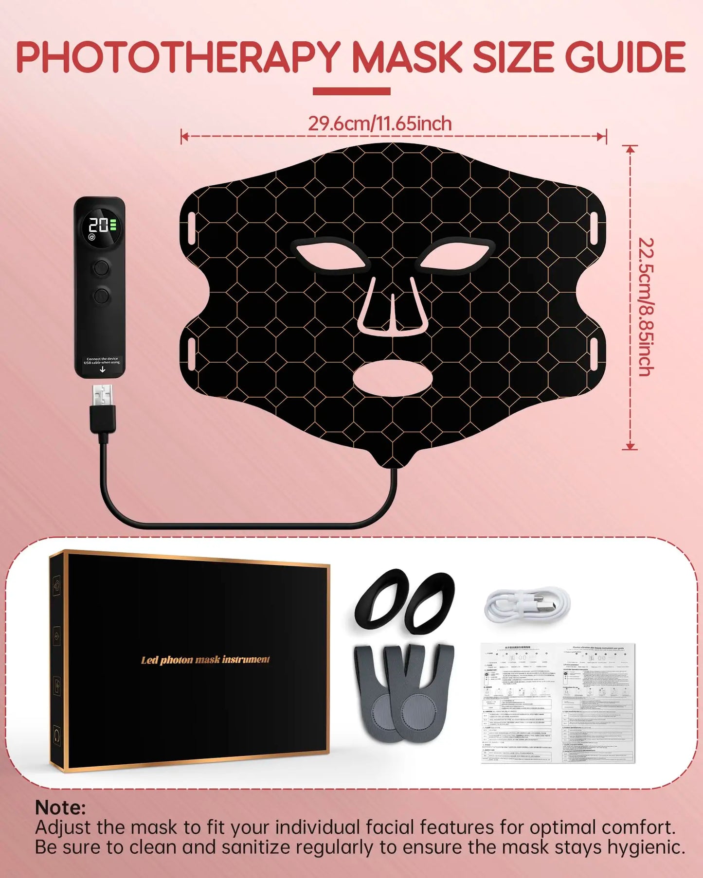 Hello Face New Silicone LED Red and Infrared Light Therapy Face Mask Vibrating Treatment Mask