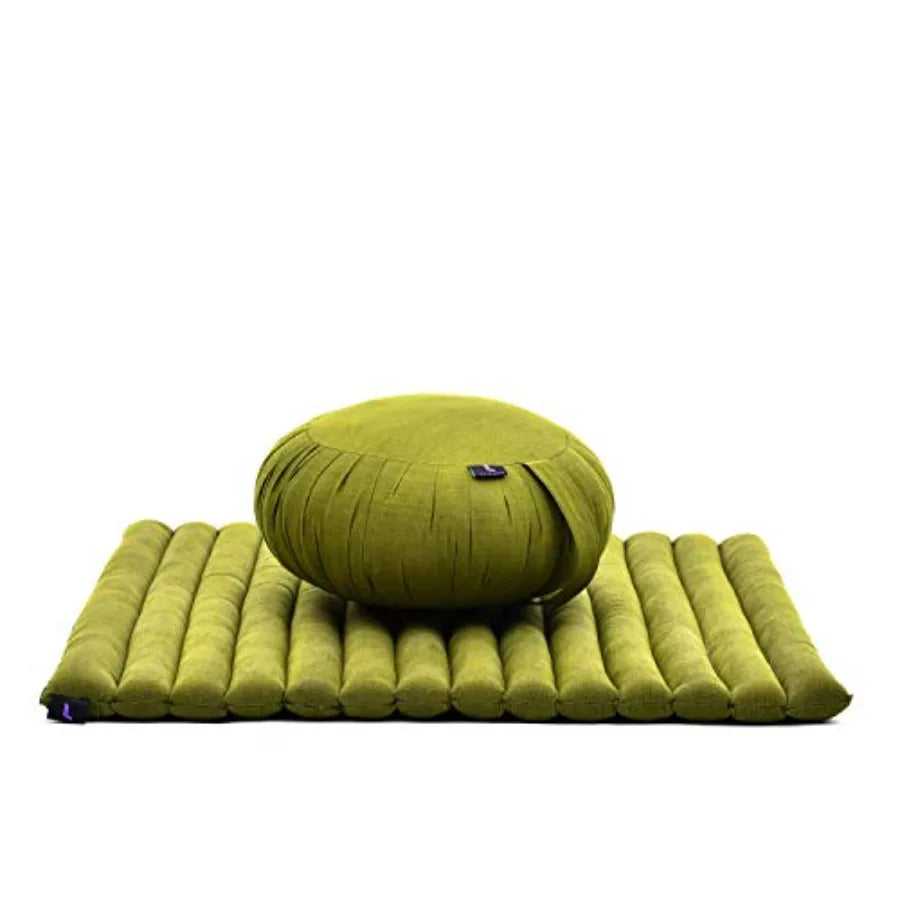 Meditation Cushion Set 1 Round Zafu Meditation Pillow and 1 Square Roll-Up Zabuton Meditation Mat, Pillows Bundle Filled with K