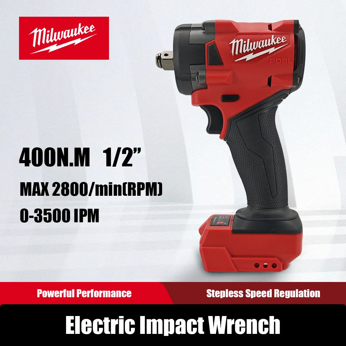 Milwaukee 400N Brushless Cordless 1/2 Electric Wrench Car Truck Repair Screwdriver Impact Drill Rechargable For 18V Battery Tool