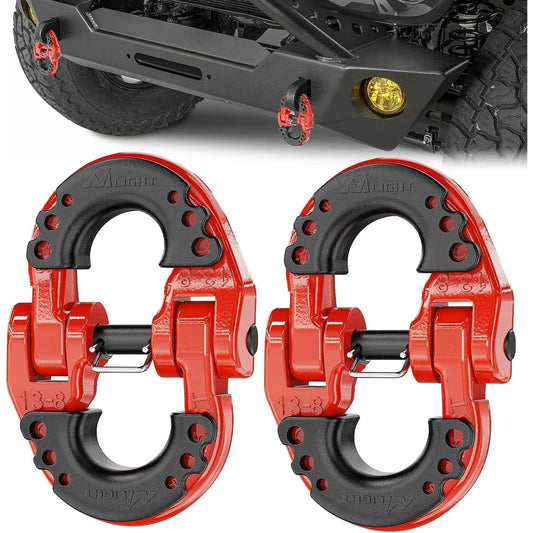 Nilight Safety Chain Connector Link 1/2" Tow Hitch Hammerlock Coupling 2 Pack Forged Steel 12000 lbs Recovery Rope Shackle Red
