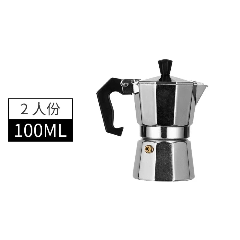 Retro Italian Moka Pot Coffee Maker Stainless Steel Portable