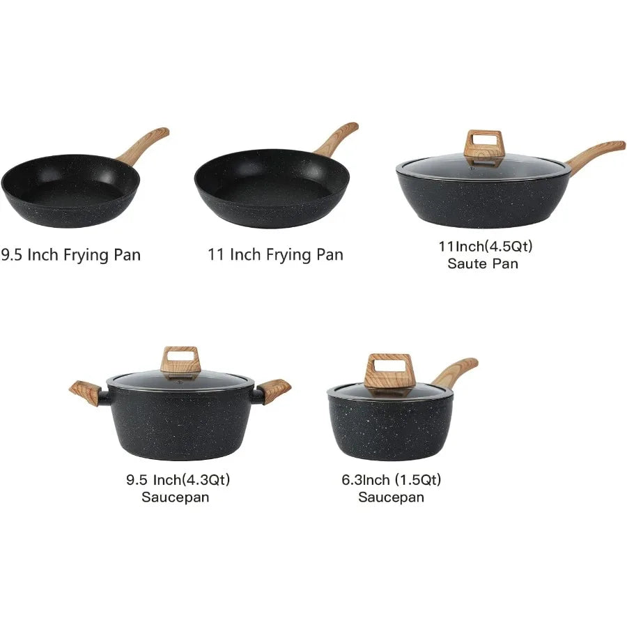 Nonstick Cookware Set With Durable Aluminum Pots And Pans