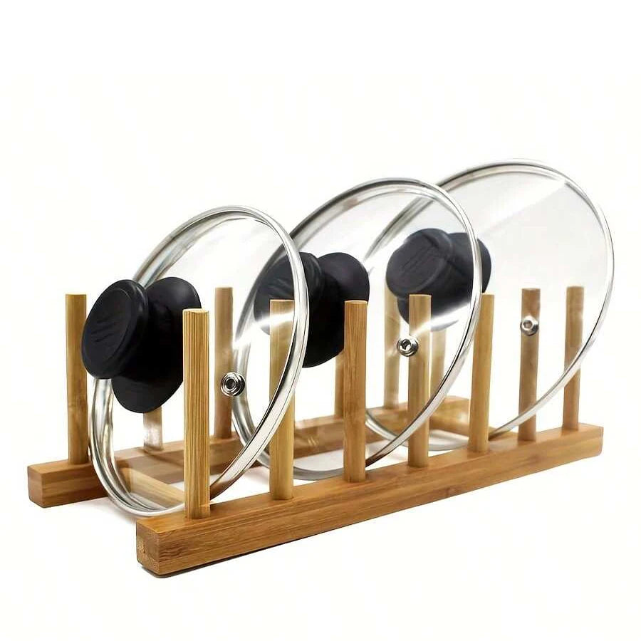 1/2pcs Bamboo Dish Plate Bowl Cup Book Pot Lid Cutting Board Drying Rack Stand Drainer Storage Holder Organizer Kitchen