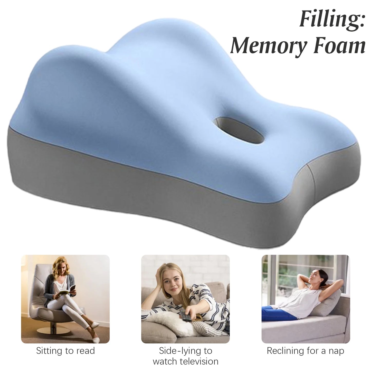 Memory Foam Pillow Ergonomic Bed Pillow Bedroom Waist Cushion Pillow Positioning Cushion for Back Neck & Waist Pain Relief