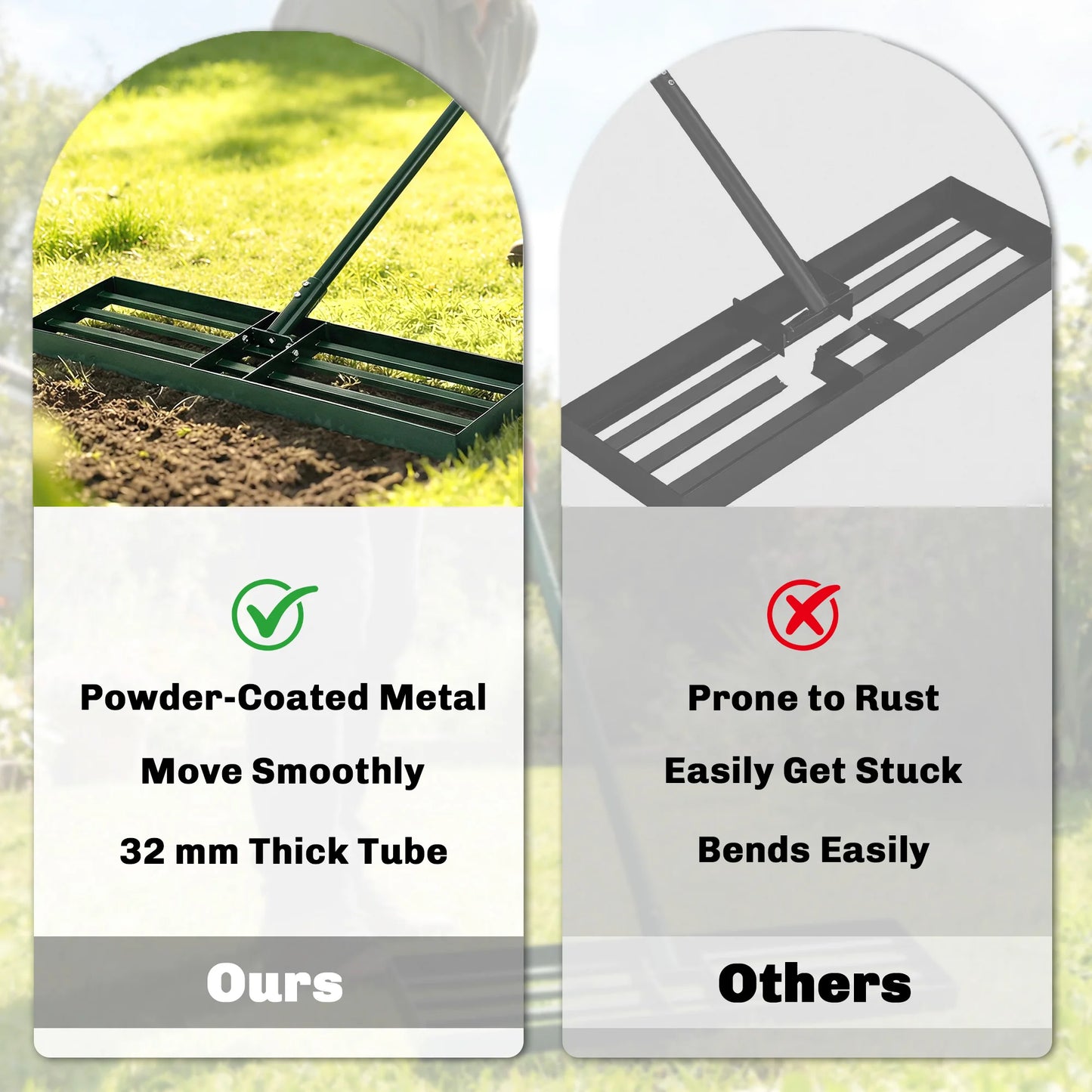 Professional Grade Steel Lawn Leveling Rake For Garden Care