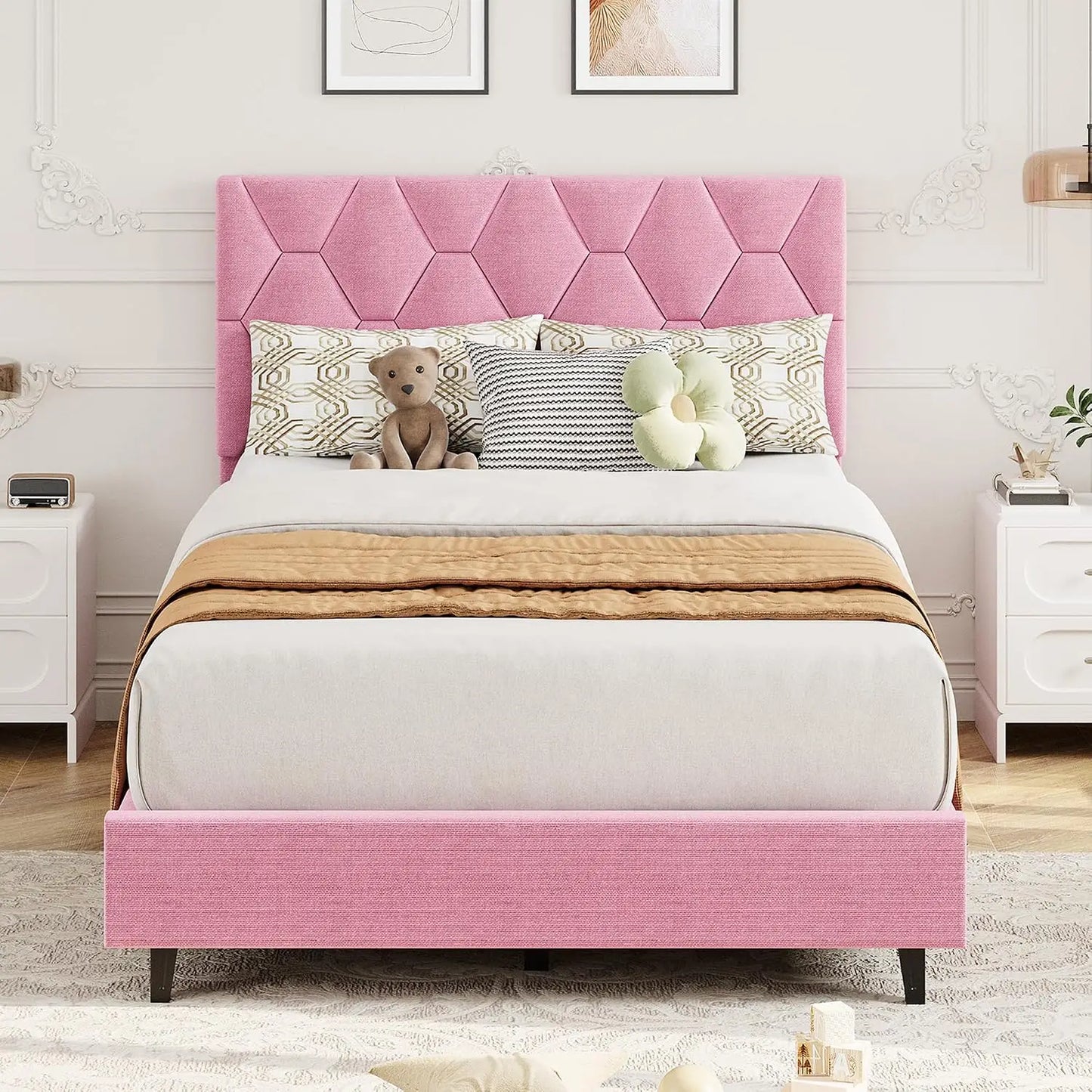 Modern Upholstered Platform Bed Frame With Ample Storage Space