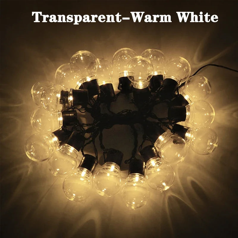 G50 Bulbs Ambient Light Led Fairy String Lights Outdoor Solar Light Wedding Party Xmas Home Garden Decoration
