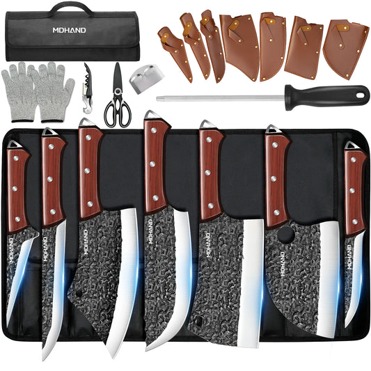 Meat Cleaver Knife 14pcs High Carbon Steel Professional Chef Set