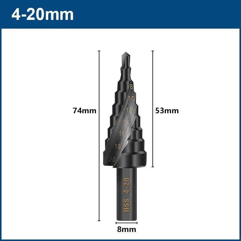 XCAN Step Drill Bit Metal Drill 4-12/20/32mm 6-30mm HSS Cobalt Step Cone Drill Bit Set Wood/Metal Hole Cutter Drilling Tool