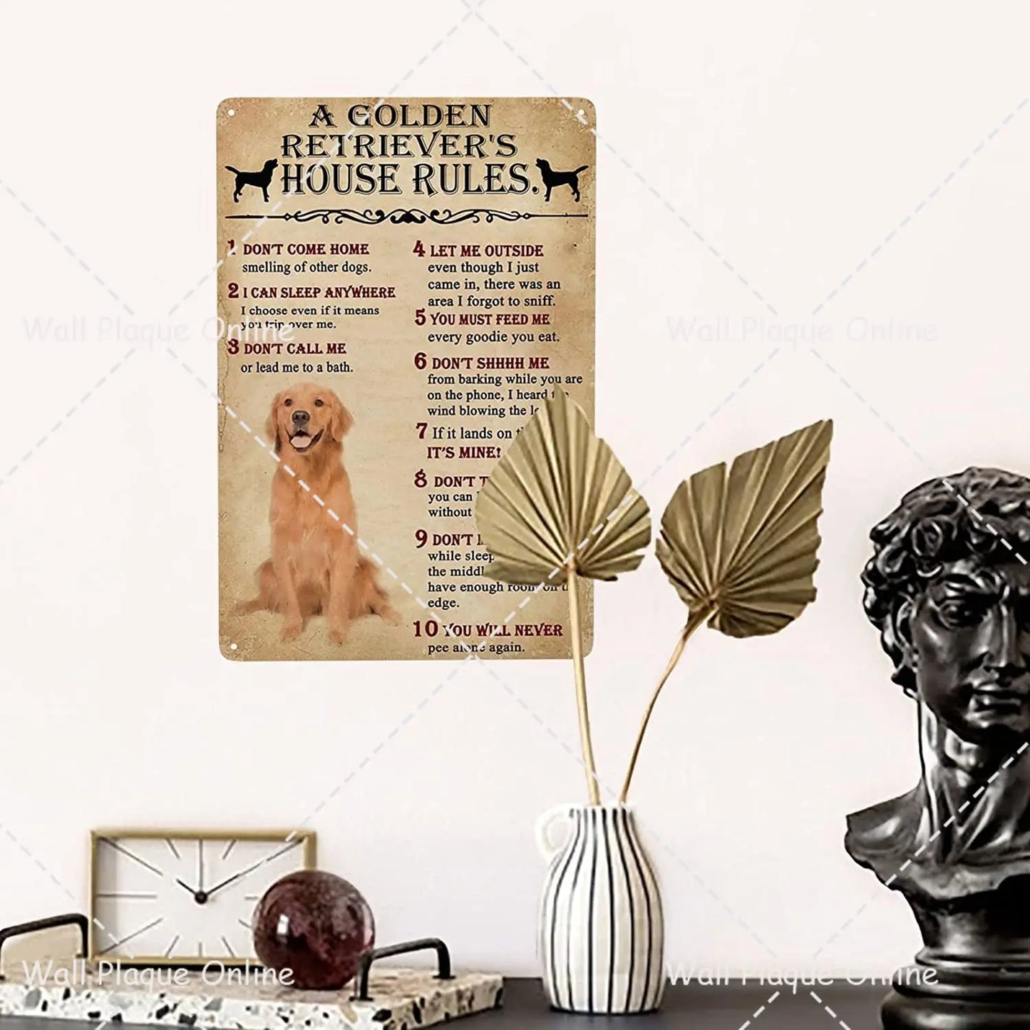 Funny Retriever House Rules Metal Tin Sign Wall Decor