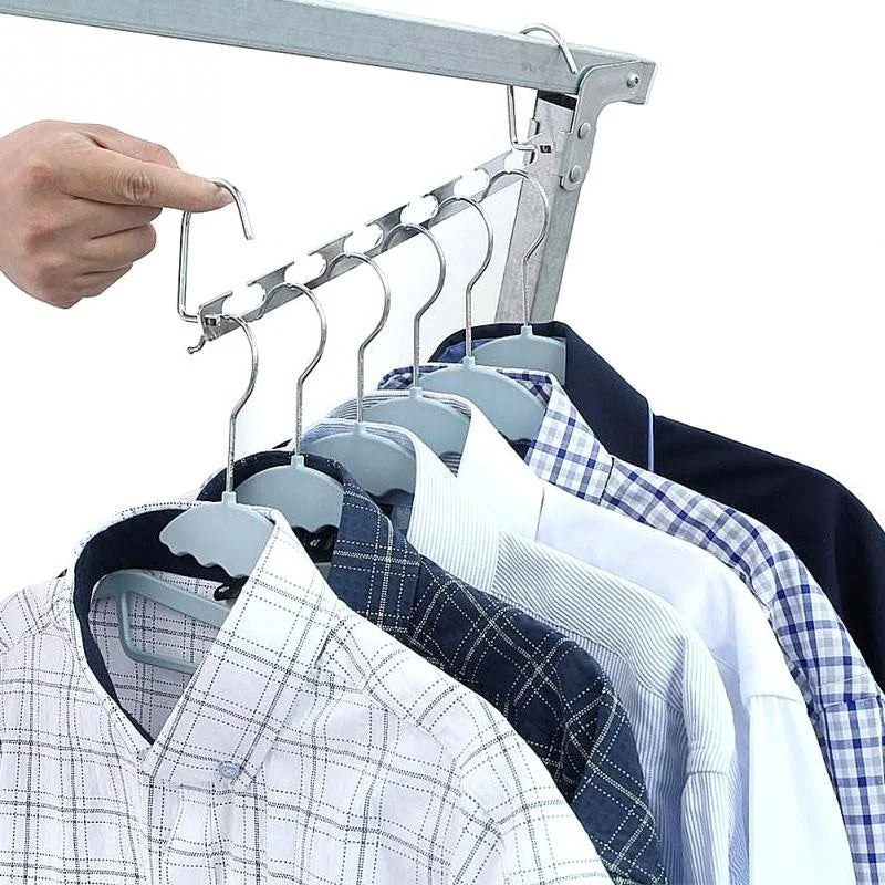 37cm Multifunctional Space Saving Metal Hangers with Hook 6 Hole Clothing Wardrobe Organizer Iron Clothes Coat Hanger 1pcs