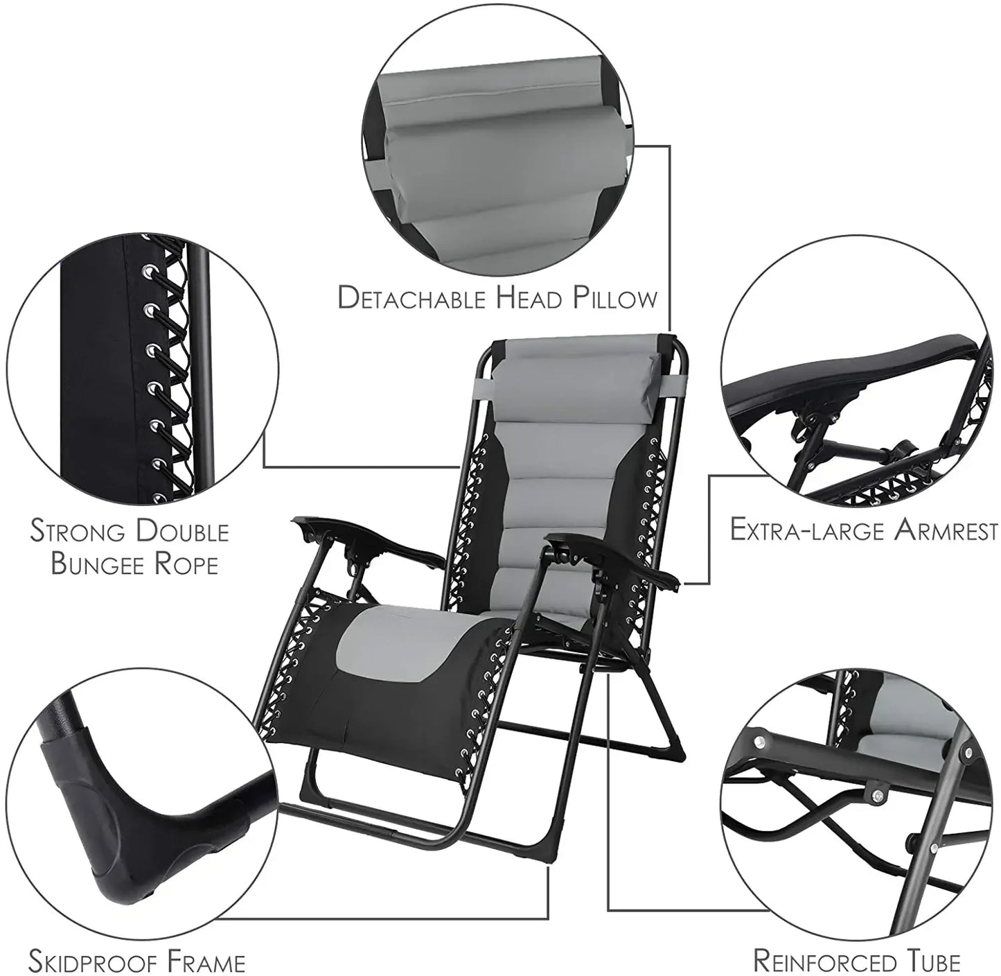 Zero Gravity Padded Folding Lounge Chair With Cup Holder