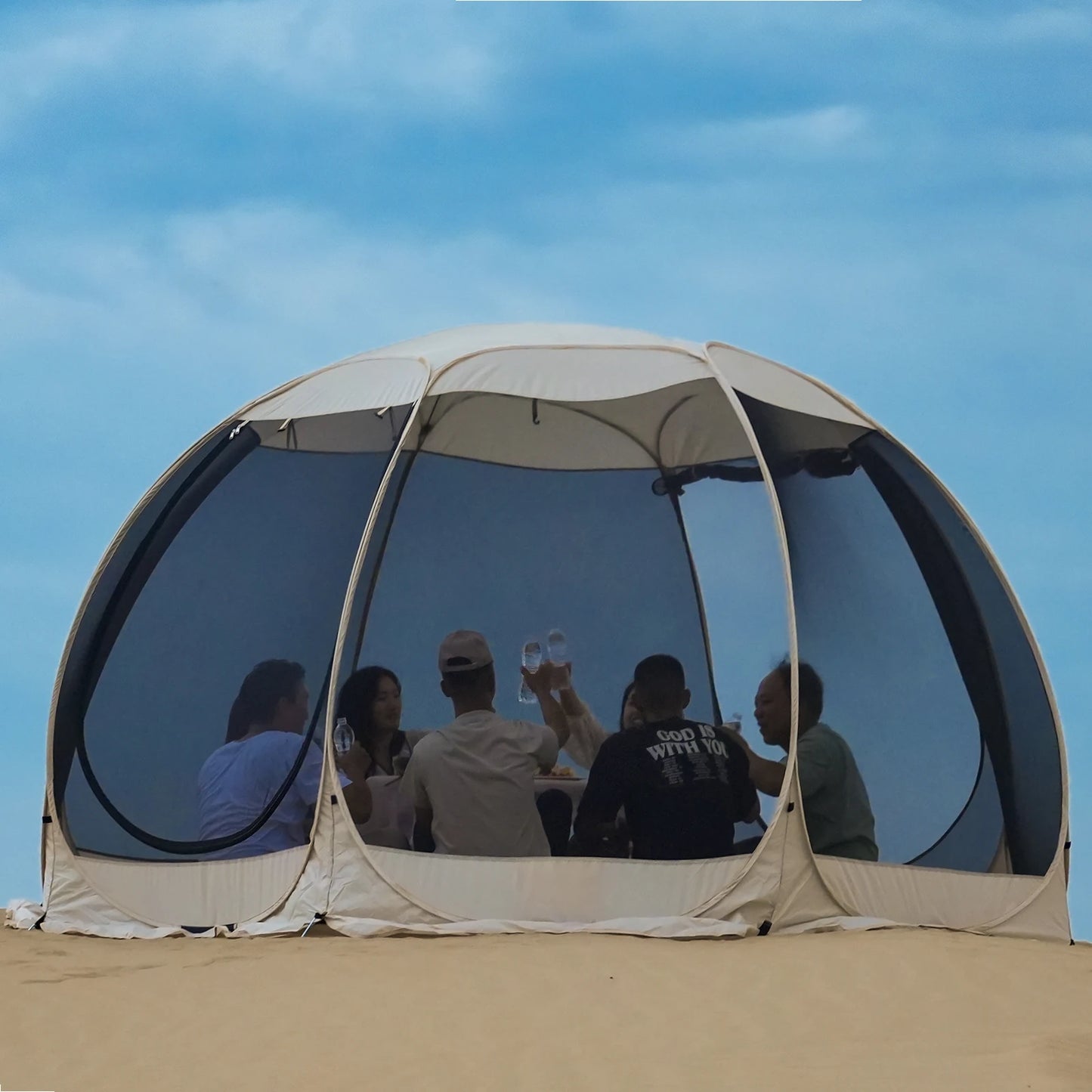 Large Family Pop-Up Shelter - 6-8 Person Sun Canopy with Full Mesh Walls, Camping & Garden Tent