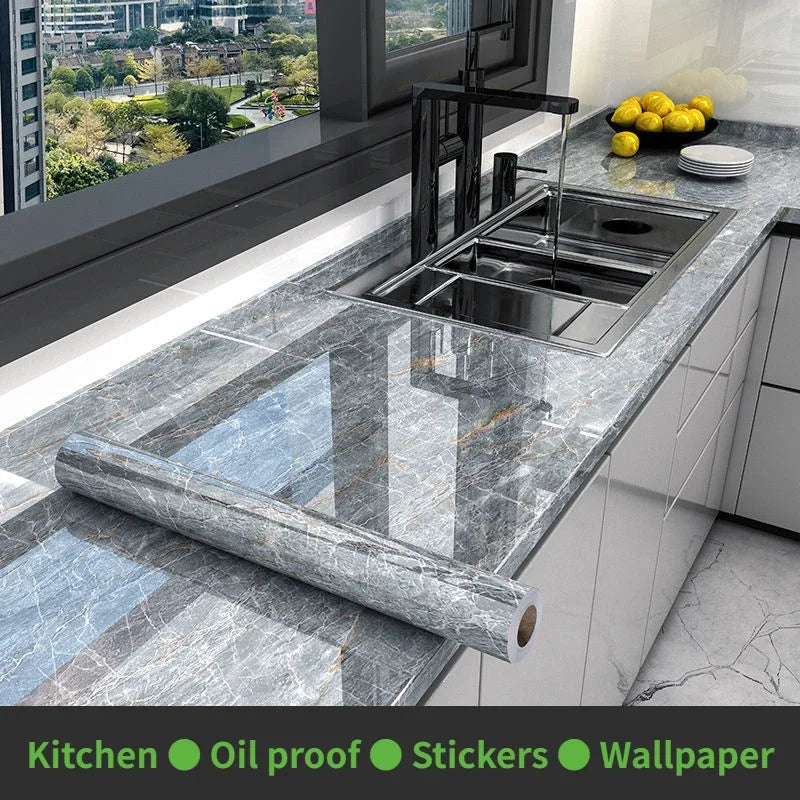 Marble Self-Adhesive Wallpaper for Kitchen and Home Decor