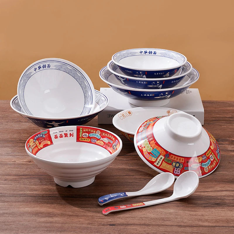 Melamine Imitation Porcelain Noodle Bowl, Beef Soup Bowl