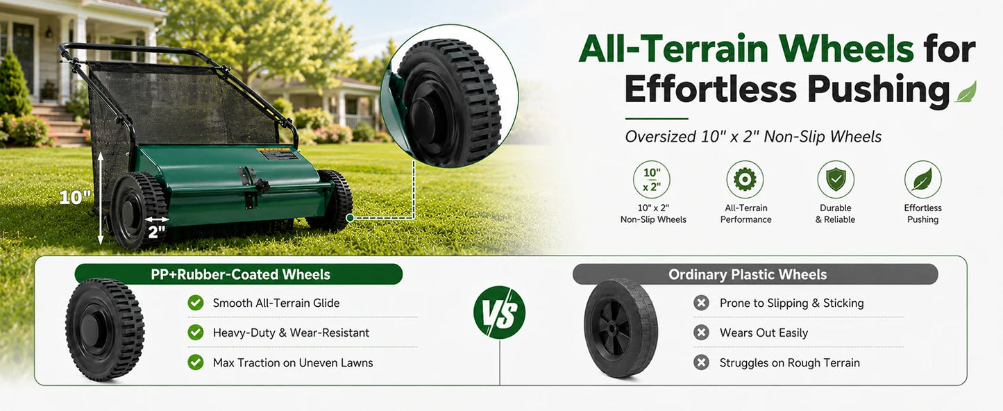 Efficient Manual Push Lawn Sweeper With Four Robust Brushes