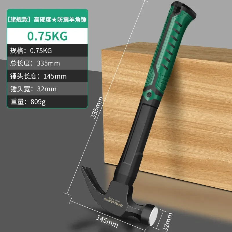 Multifunctional Claw Hammer Ramshorn Nail Hammer Engineering Handle Lightweight Portable Carpentry Window Breaking Hand Tools