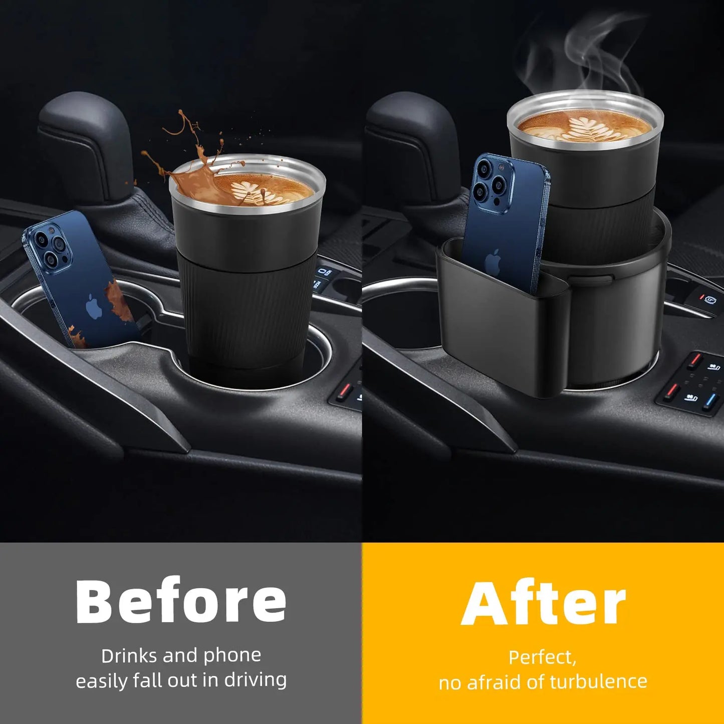 Car Cup Holder Expander Expandable Base Adapter for Fits Yeti 30/46oz, Hydroflask 40oz, Large Water Bottles in 2.8"-4.2" 16-46oz